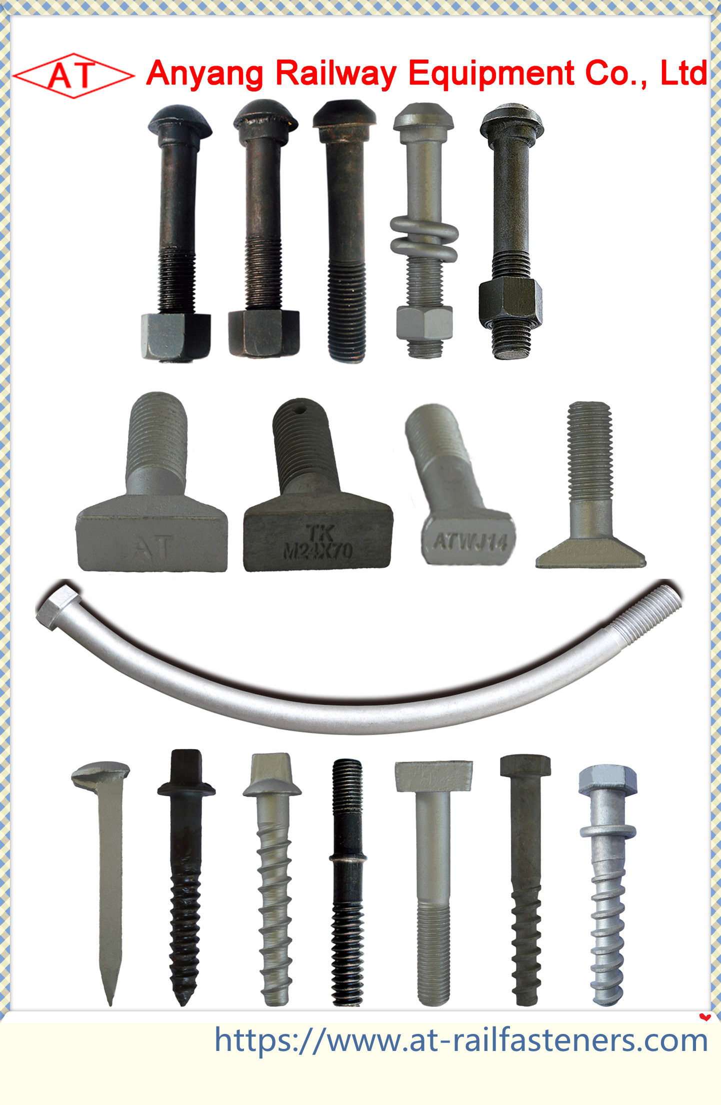 China Manufacturer Track Bolts, Rail Bolts, Tunnel Bolts, Rail Spikes, Cut Track Spikes for Railway